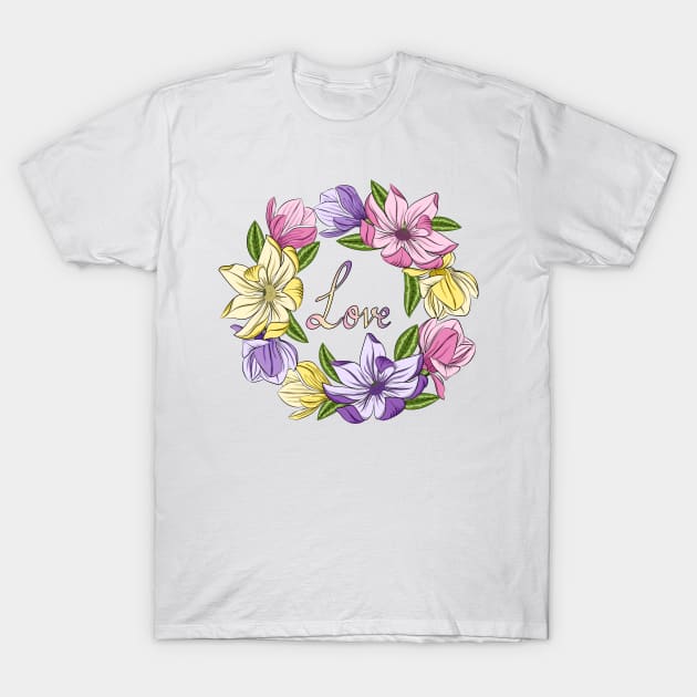 Love - Magnolia Flowers T-Shirt by Designoholic
